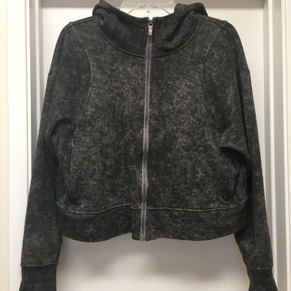 Lululemon Cotton French Terry Zip Hoodie Denim Wash Lavender Black EUC - Picture 4 of 12